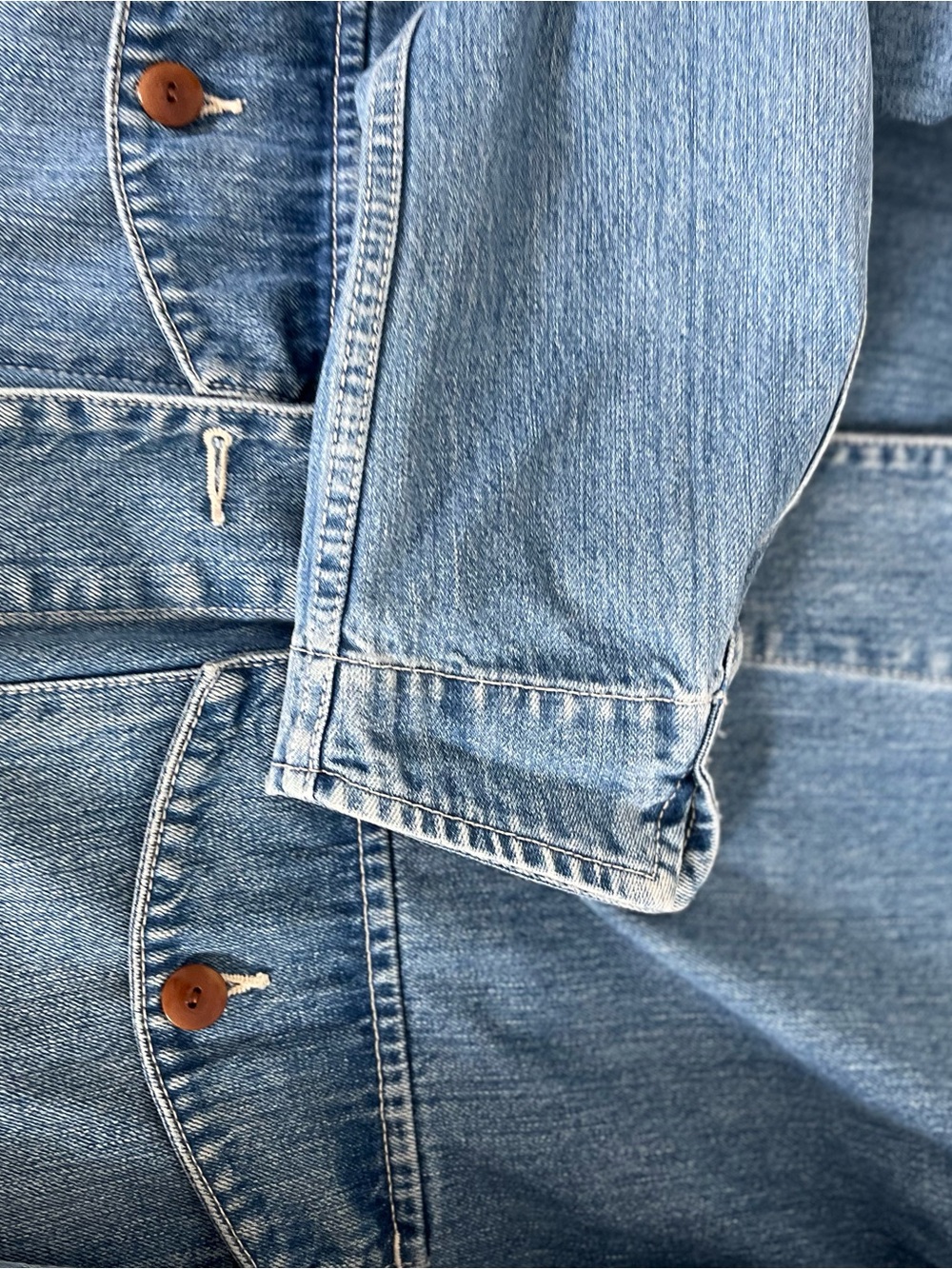 Re/Done 70s Denim Work Jacket with Embroidered Collar, oversized S - Picture 7 of 7
